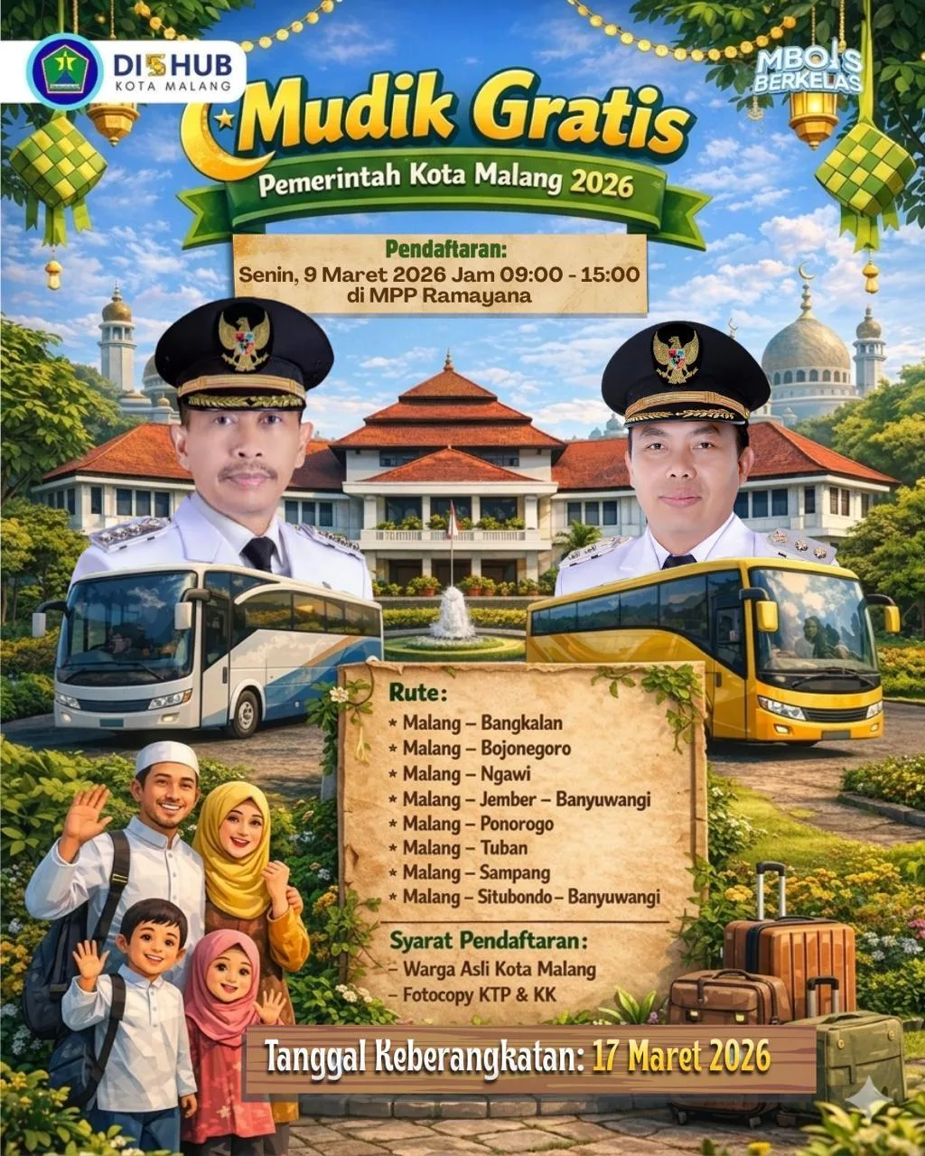 Dishub Kota Malang Resmi Buka Pendaftaran Mudik Gratis 2026 Dibuka Hari Ini di MPP Mall Malang, Cek Rute, Kuota, dan Syaratnya Ketentuannya