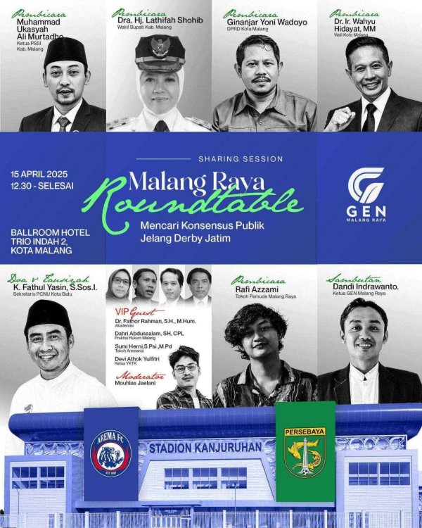 Jelang Derby Arema vs Persebaya, GEN Malang Raya Gelar "Malang Raya Roundtable" Biar Nggak Ricuh!