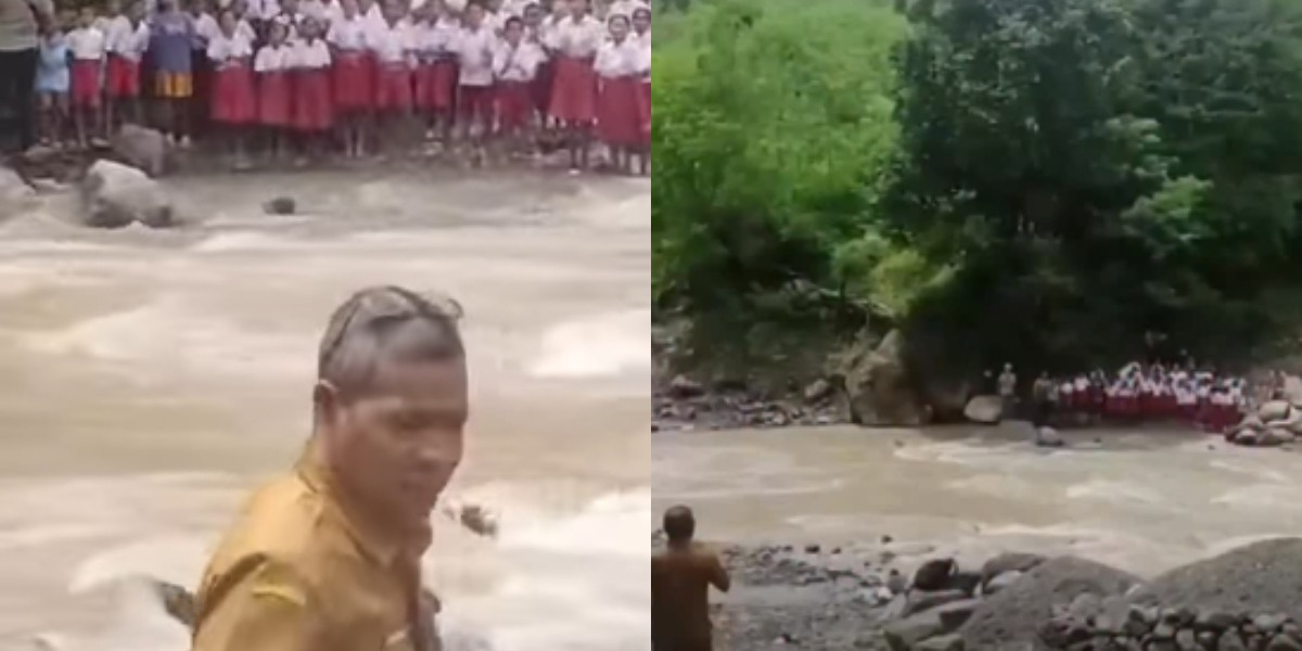 Viral Aksi Para Siswa SD di NTT Sambut Kepala Dinas dari Seberang Sungai: Ayo Maju, Jangan Ragu!