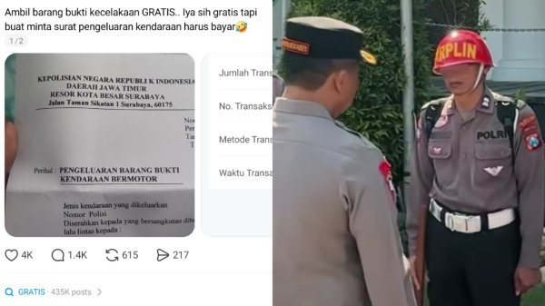 Minta Transferan Rp1 Juta Berujung Demosi, Viral Oknum Polisi Surabaya Lakukan Pungli untuk Ambil Motor