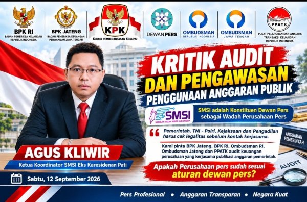 Legalitas Perusahaan Pers Wajib di Audit, Agus Kliwir Minta Pemerintah Cermat Pilih Media Mitra Kerja
